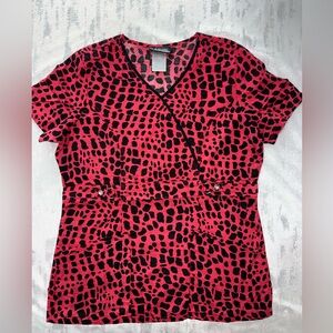 RUNWAY Cherokee Animal Print Scrub Top